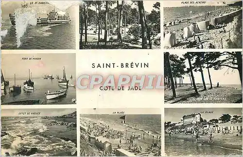 Moderne Karte Saint Brevin Cote de Jade Souvenir Port de Mindin Effet de vagues