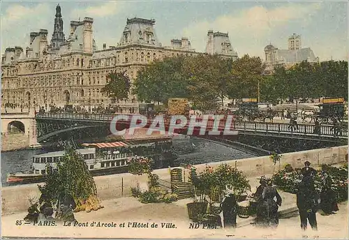 Cartes postales Paris le Pont d'Arcole et l'Hotel de Ville Bateau