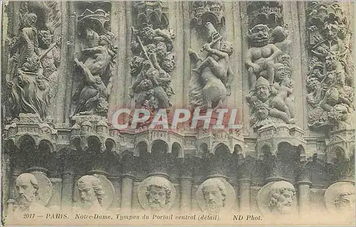 Cartes postales Paris Notre Dame Tympan du Portail Central (Detail)