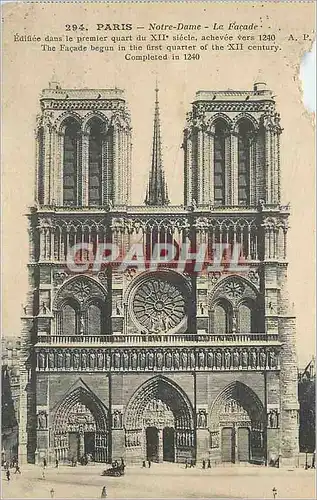Cartes postales Paris Notre Dame la Facade