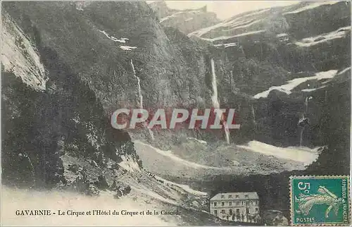 Cartes postales Gavarnie le Cirque et l'Hotel du Cirque et de la Cascade