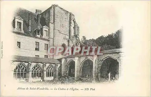 Cartes postales Abbaye de Saint Wandrille le Cloitre et l'Eglise (carte 1900)