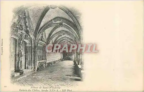Cartes postales Abbaye de Saint Wandrille Galerie du Cloitre Lavabo XVe S (carte 1900)