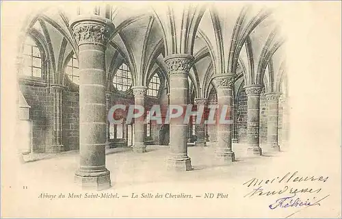 Cartes postales Abbaye du Mont Saint Michel La Salle des Chevaliers (carte 1900)