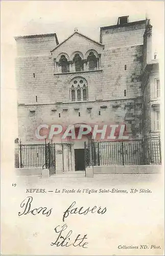 Cartes postales Nevers La Facade de l'Eglise Saint Etienne XIe Siecle (carte 1900)