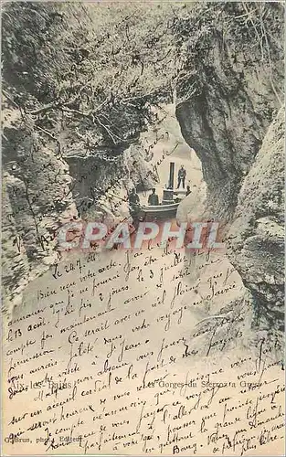Cartes postales Aix les Bains Gorges du Sierroz a Gresy Bateau (carte 1900)
