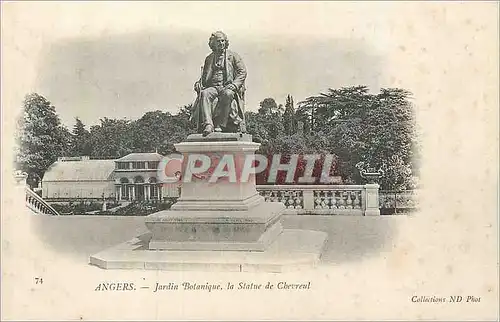 Cartes postales Angers Jardin Botanique La Statue de Chevreul (carte 1900)