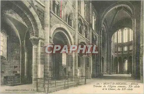 Cartes postales Mont Saint Michel Abbaye Travees de l'Eglise Romane XIe Siecle