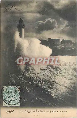 Ansichtskarte AK Dieppe Le Phare un Jour de Tempete