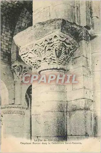 Ansichtskarte AK La Cite de Carcassonne Chapiteau Roman dans la Cathedrale Saint Nazaire