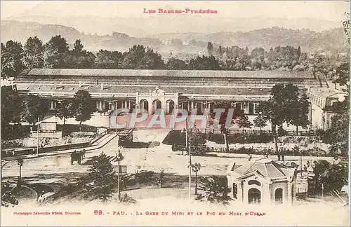 Ansichtskarte AK Pau Les Basses Pyrenees La Gare du Midi et le Pic du Midi Tramway