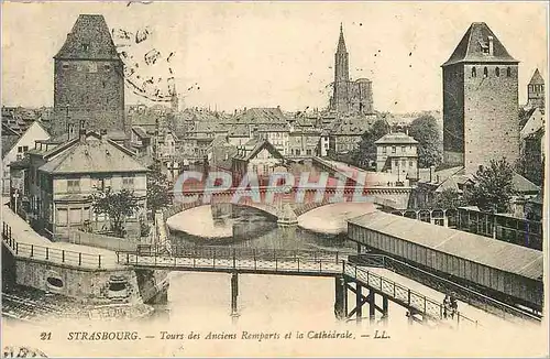 Ansichtskarte AK Strasbourg Tours des Anciens Remparts et la Cathedrale