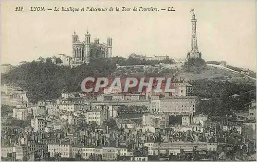 Cartes postales Lyon La Basilique et l'Ascenseur de la Tour de Fourviere