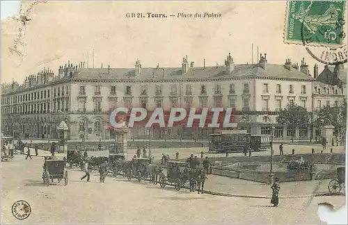 Ansichtskarte AK Tours Place du Palais Tramway