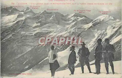 Cartes postales Luchon Les Pyrenees Vue d'Hiver prise de Superbagneres Pic Quanairat Pic de Fontaine Rouge