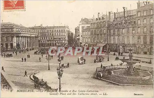 Cartes postales Bordeaux La Place de la Comedie et Rue Sainte Catherine