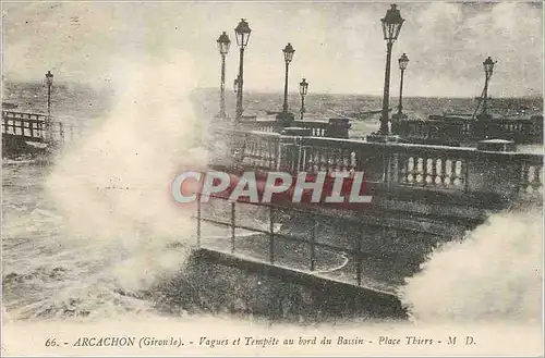 Ansichtskarte AK Arcachon (Gironde) Vagues et Tempete au Bord du Bassin Place Thiers