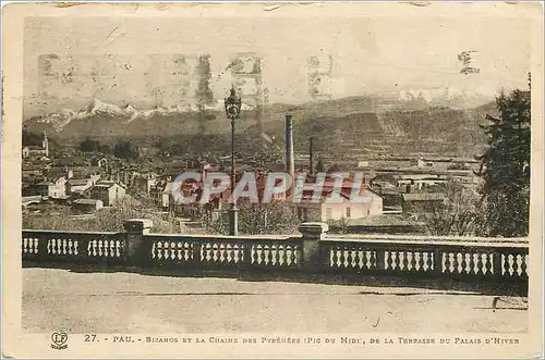 Cartes postales Pau Bizanos et la Chaine des Pyrenees (Pic du Midi de la Terrasse du Palais d'Hiver