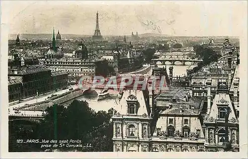 Cartes postales moderne Paris Vue Generale des Sept Ponts prise de St Gervais Tour Eiffel