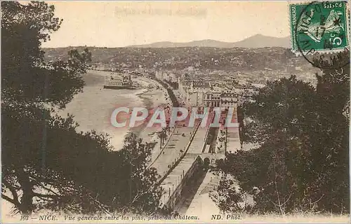 Cartes postales Nice Vue Generale entre les Pins prise du Chateau