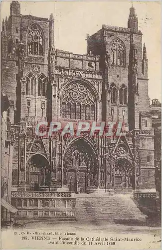 Cartes postales Vienne Facade de la Cathedrale Saint Maurice avant l'Incendie du 11 Avril 1869