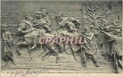 Cartes postales Orleans Bas Reliefs de la Statue Jeanne d'Arc (Depart de Jeanne de Vaucouleurs)