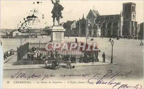 Cartes postales Cherbourg La Statue de Napoleon L'Eglise Sainte Trinite