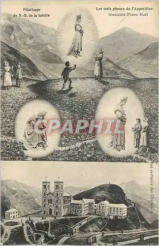 Cartes postales Pelerinage de N D de Salette Les Trois Phases de l'Apparition