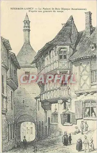 Cartes postales Bourbon Lancy La Maison de Bois (Epoque Renaissance) d'Apres une Gravure du Temps