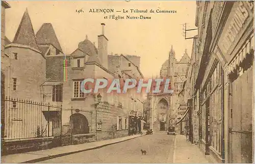 Ansichtskarte AK Alencon Le Tribunal de Commerce et l'Eglise Notre Dame