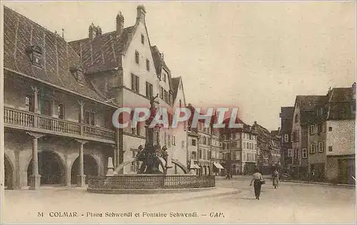 Ansichtskarte AK Colmar Place Schwendi et Fontaine Schwendi