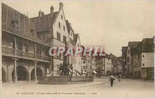 Cartes postales Colmar Place Schwendi et Fontaine Schwendi