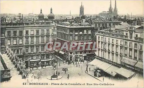 Cartes postales Bordeaux Place de la Comedie et Rue Ste Catherine