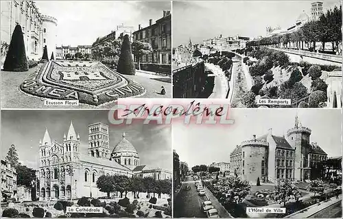Moderne Karte Angouleme Ecusson fleuri Les remparts La cathedrale L'hotel de ville