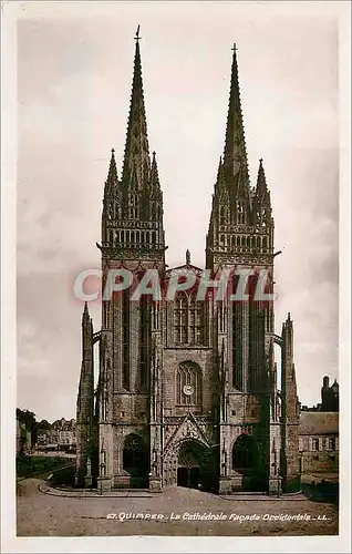 Moderne Karte Quimper la Cathedrale Facade Occidentale