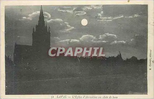 Cartes postales Laval l'Eglise d'Avesnieres au Clair de Lune