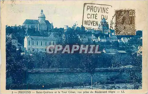 Cartes postales Provins Saint Quiriace et la Tour Cesar vue prise du Boulevard Aligre