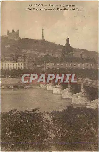 Cartes postales Lyon Pont de la Guillotiere Hotel Dieu et Coteau de Fourviere