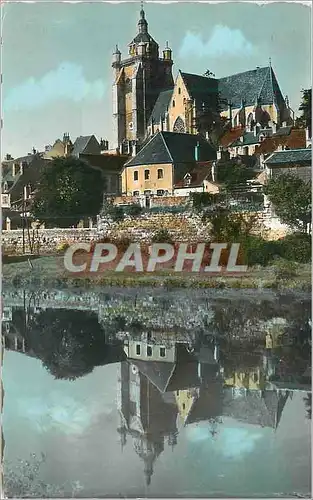 Cartes postales moderne Dole (Jura) La Basilique vue des Bords du Canal