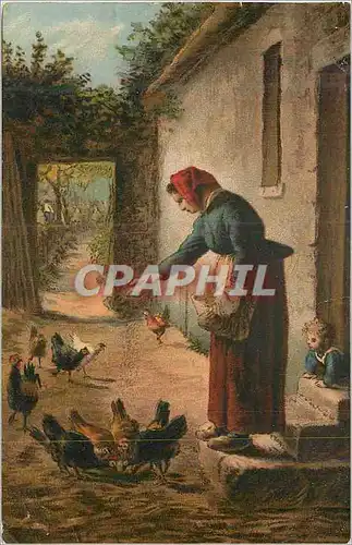 Cartes postales Femme Poules