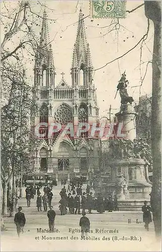 Cartes postales Marseille Eglise des Reformes et Monument des Mobiles des (B du Rh)