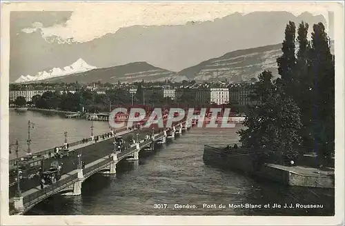 Moderne Karte Geneve Pont du Mont Blanc et Jle JJ Rousseau