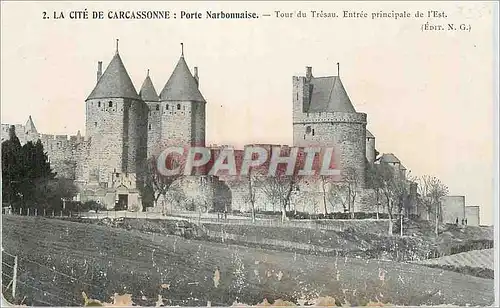 Ansichtskarte AK La Cite de Carcassonne Porte Narbonnaise Tour du Tresau Entree principale de l'Est