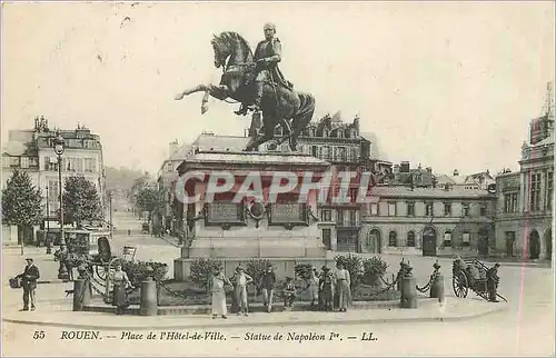 Cartes postales Rouen Place de l'Hotel de Ville Statue de Napoleon Ier