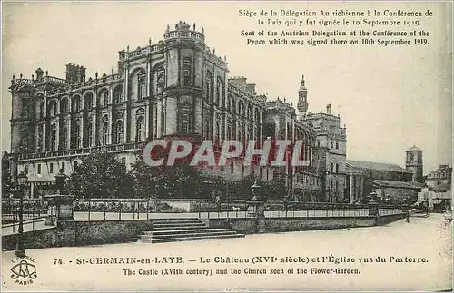 Cartes postales St Germain en Laye Le Chateau (XVIe Siecle) et l'Eglise vus du Parterre