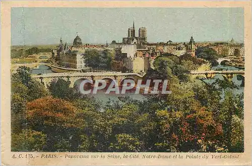 Cartes postales Paris Panorama sur la Seine La Cite Notre Dame et la Pointe du Vert Galant