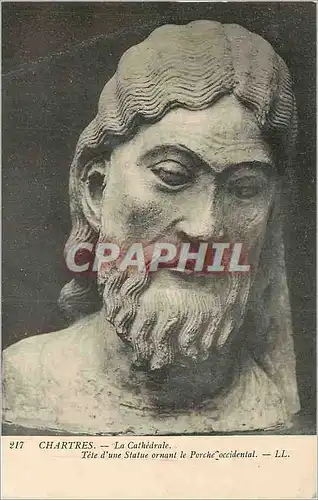 Cartes postales Chartres La Cathedrale Tete d'une Statue Ornant le Porche Occidental