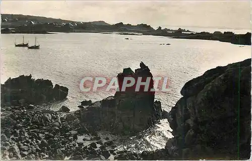 Moderne Karte Tregastel Primel (Finistere) Vue sur le Diben Le soir