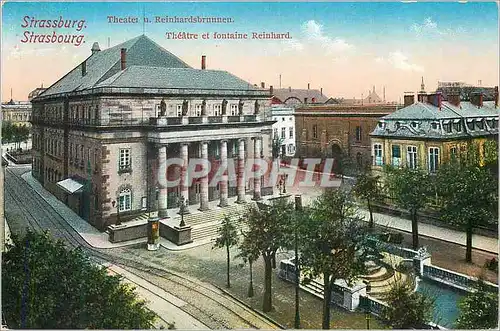 Ansichtskarte AK Strasbourg Theatre et Fontaine Reinhard