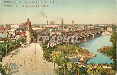 Cartes postales Strasbourg Les Deux ponts du Rhin et Kehl